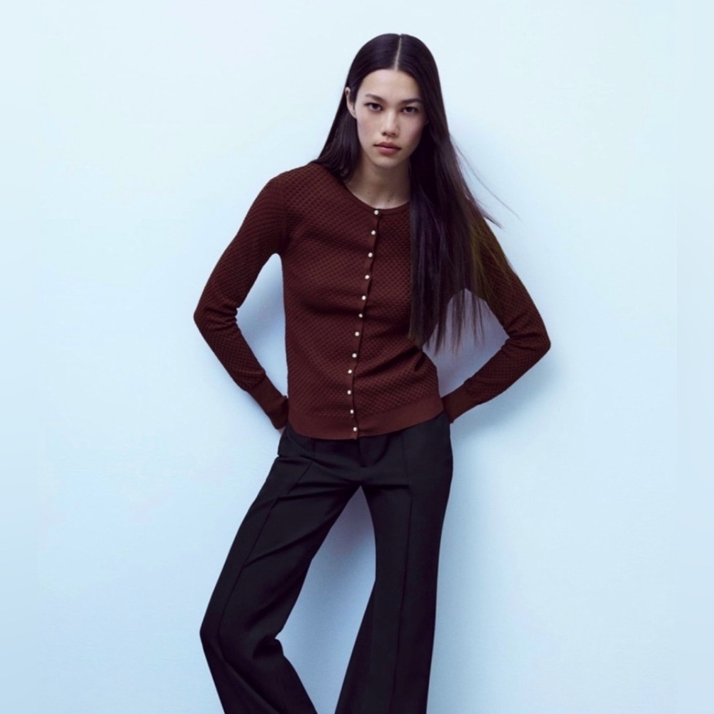 Zara Jewel Button Textured Cardigan - Picture 8 of 10